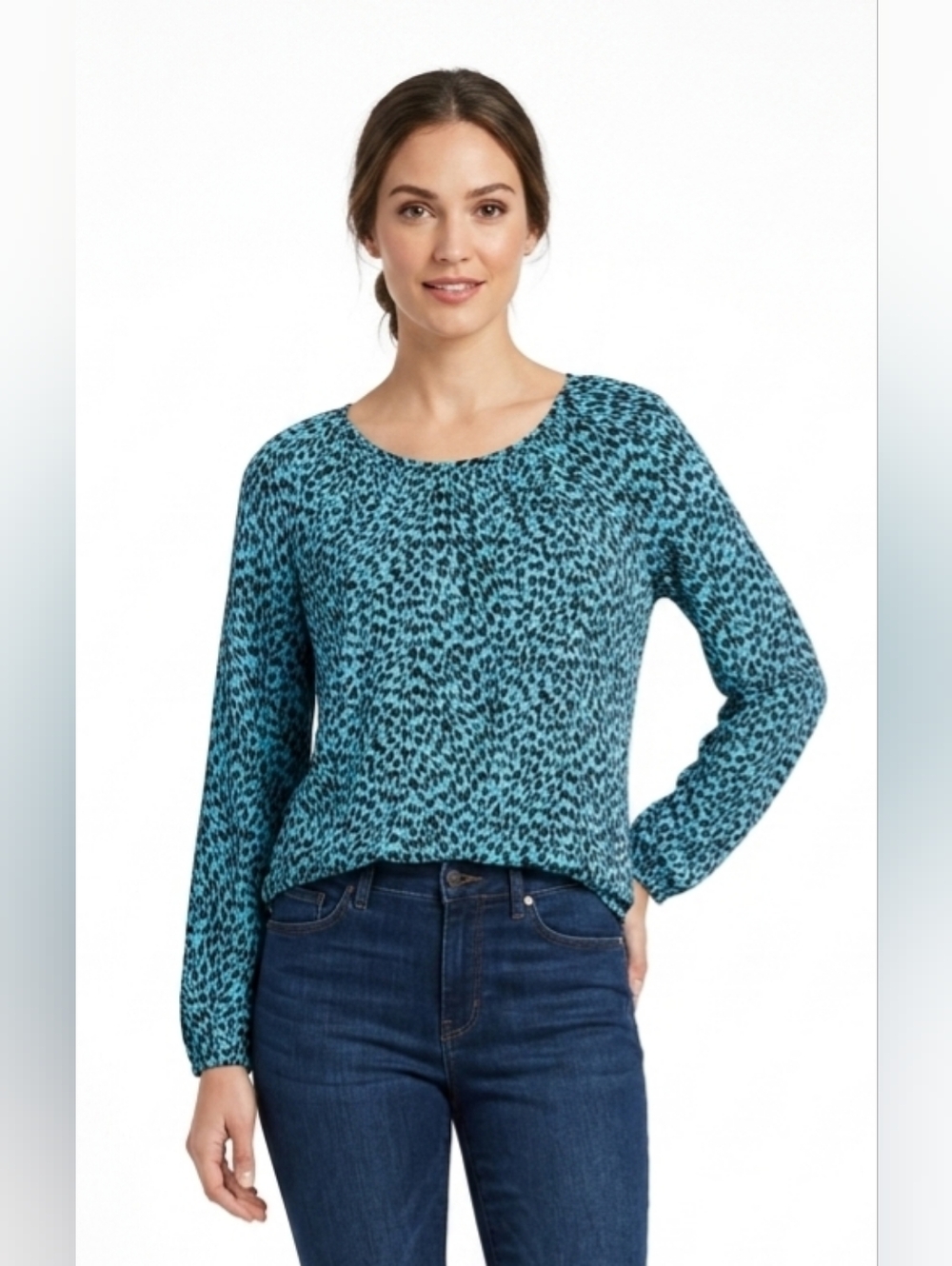 Michael Michael Kors Animal Printed Long-Sleeve Blouse Size M